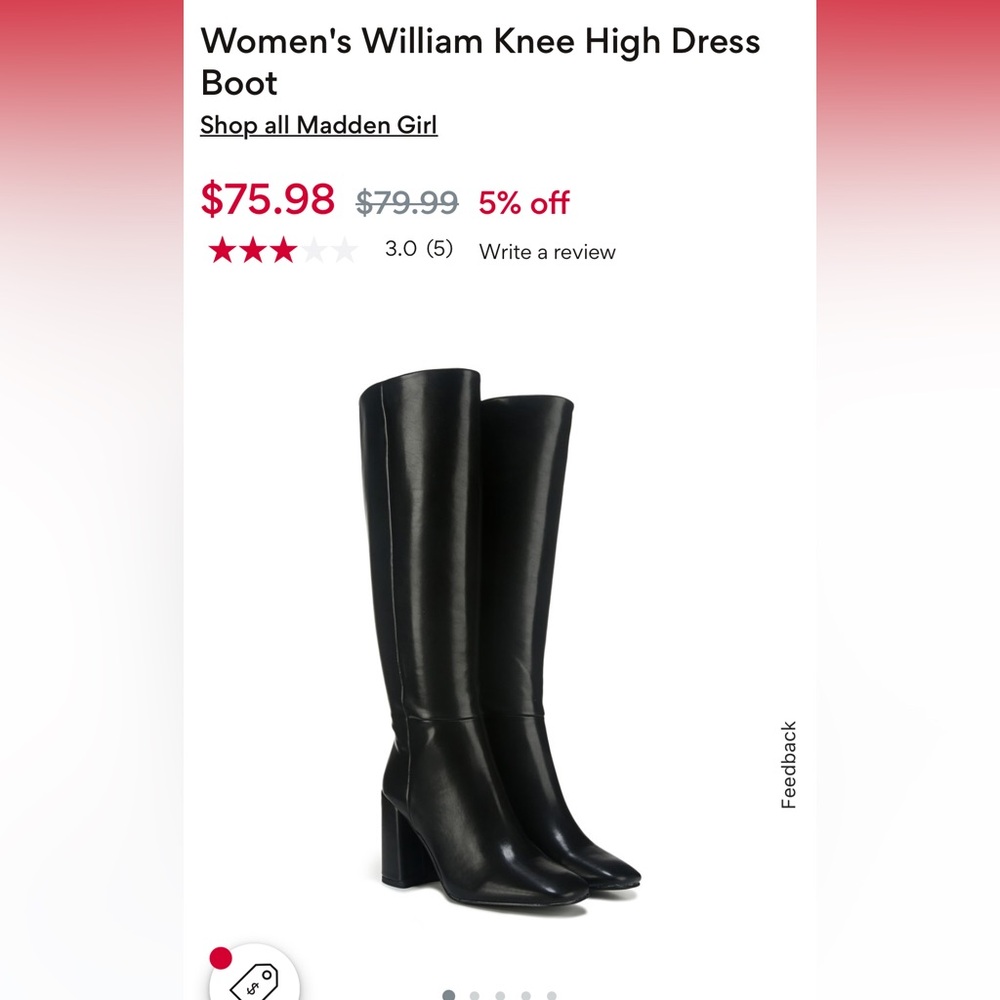 Madden Girl William Black Knee-High Boots - Picture 2 of 9